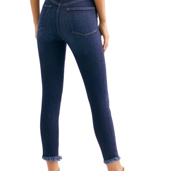FREE PEOPLE HIGH WAIST CROP RAW HEM DENIM LEGGINGS - Picture 2 of 5